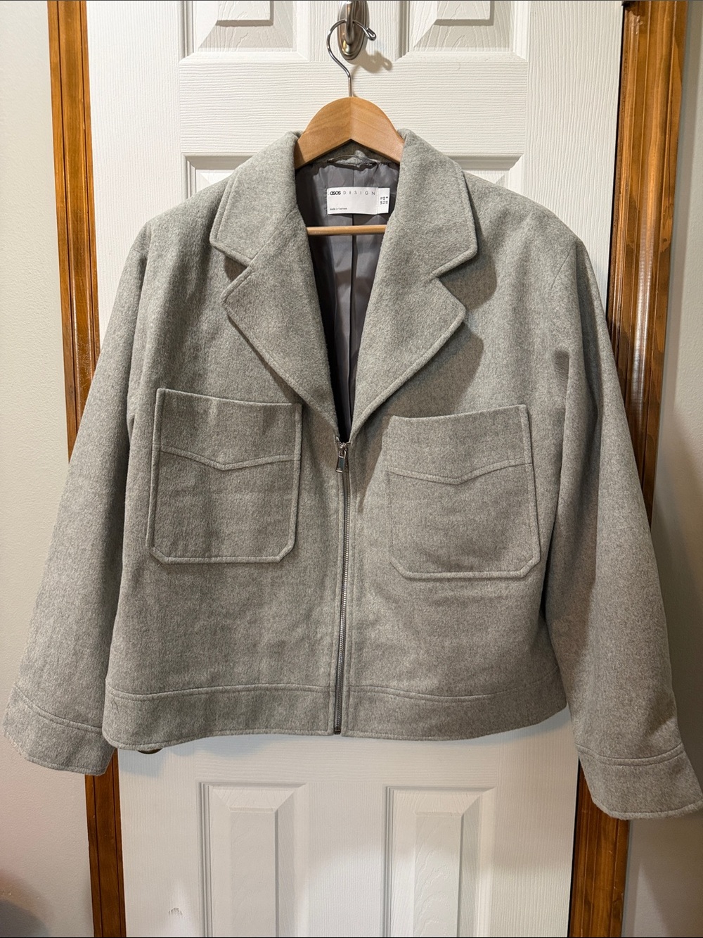 ASOS Gray Boxy Zip Jacket